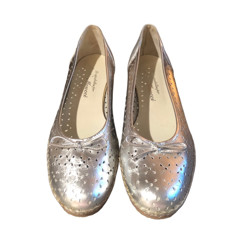 Sesto Meucci Metallic Silver Leather Ballet Flats Size 7.5M